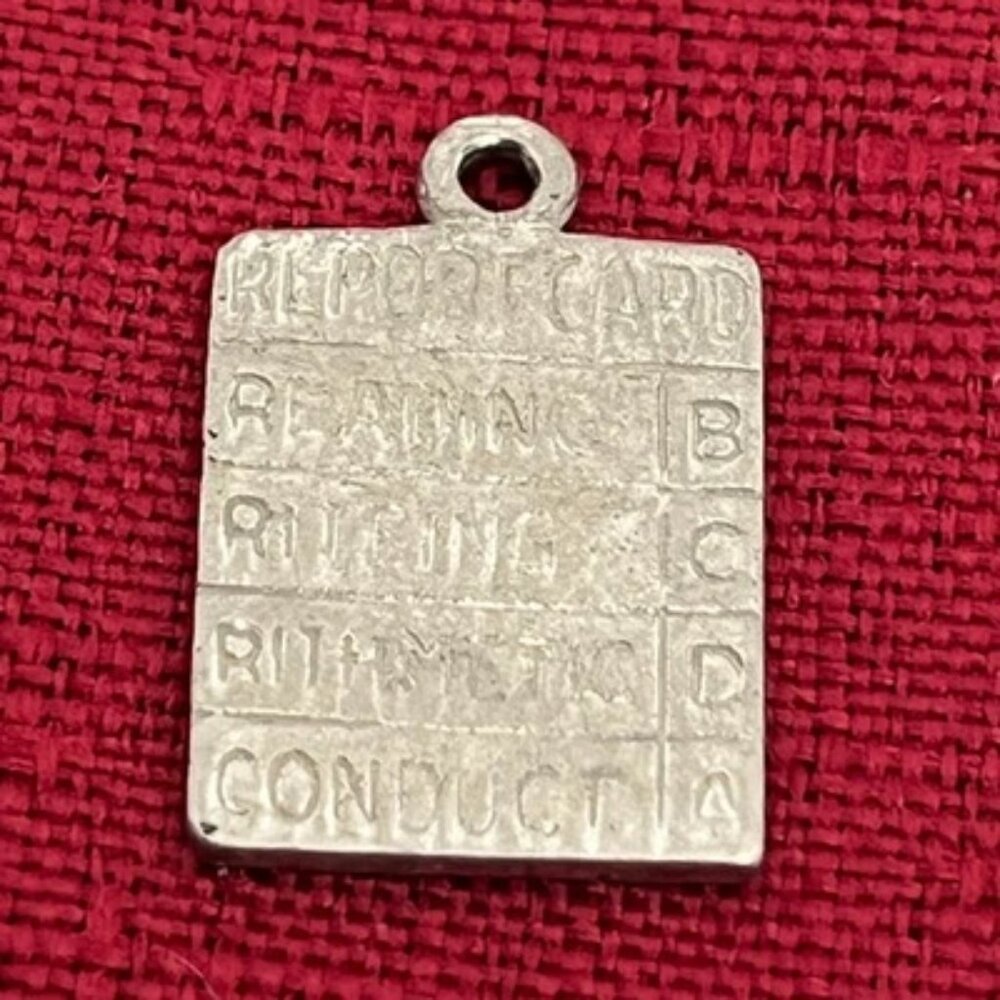 Vintage Sterling Silver Report Card Charm Pendant